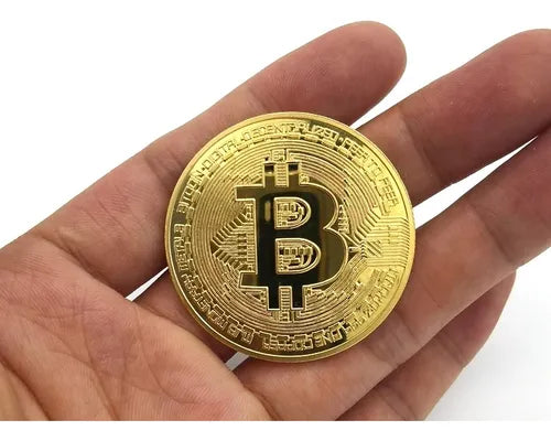 Moneda Bitcoin Chapada En Oro - Btc Con Estuche Elegante