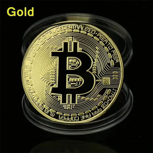 Moneda Bitcoin Chapada En Oro - Btc Con Estuche Elegante