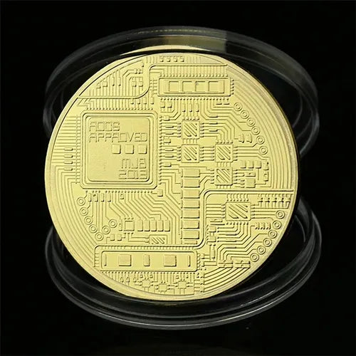 Moneda Bitcoin Chapada En Oro - Btc Con Estuche Elegante